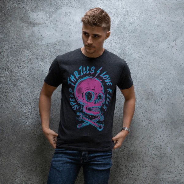 RED TORPEDO Red Torpedo Speed Skull Mens T-Shirt Dark Grey